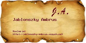 Jablonszky Ambrus névjegykártya